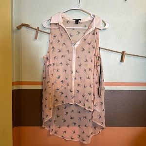 Sheer tank with birds